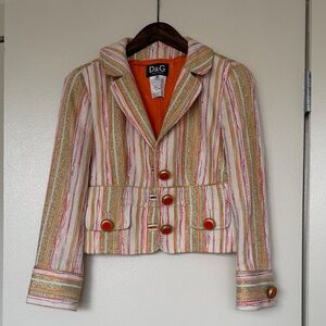 D&G Striped Multicolor Blazer with Gold Accents